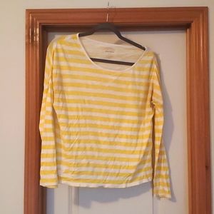 Yellow and white stripped wide neck shirt